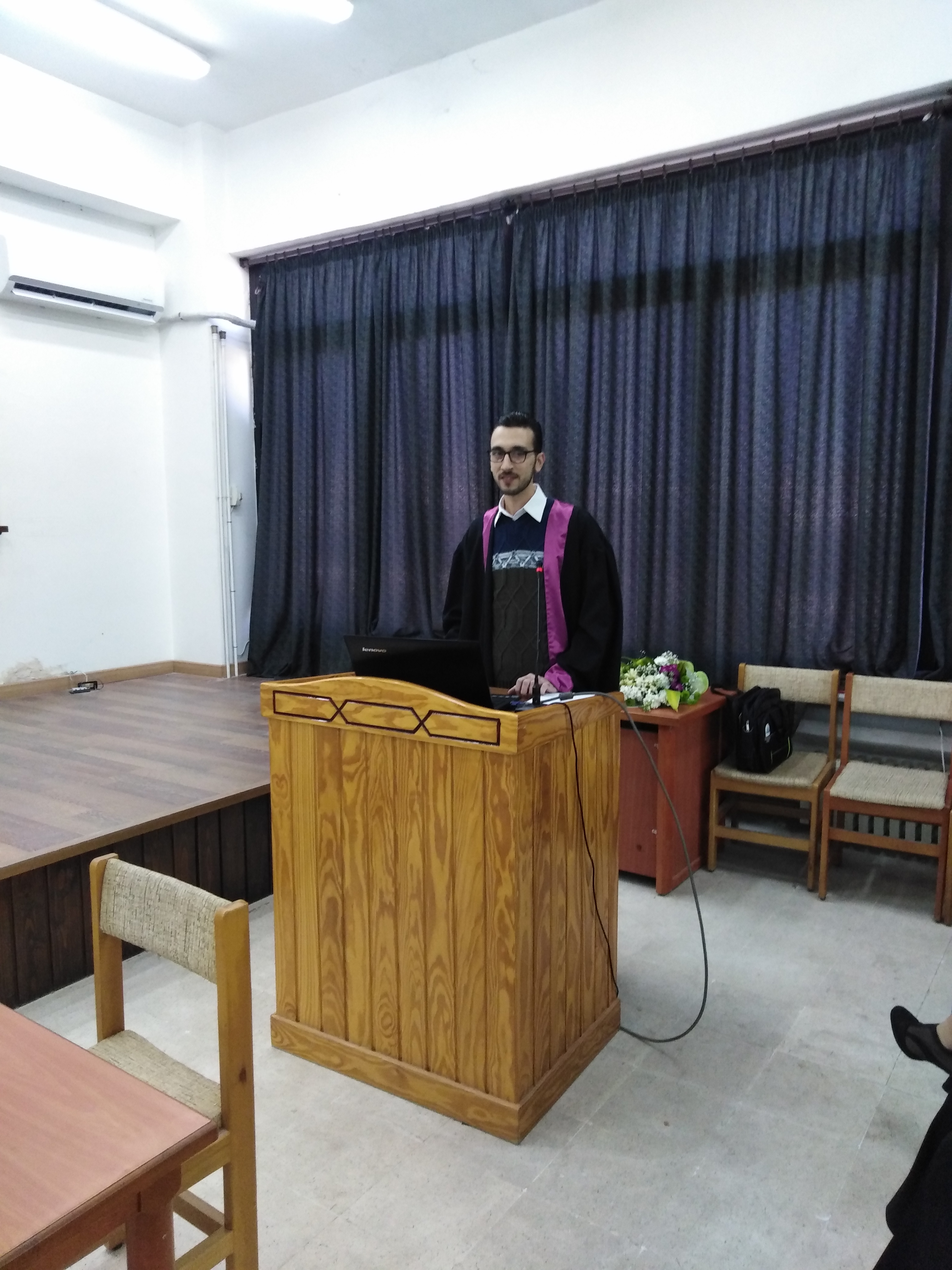 مناقشة علنية لرسالة الماجستير للطالب باسل أديب حسن